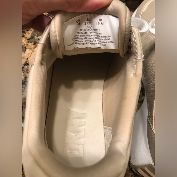 DKNY Nala Leather & Suede Tan/White Sneakers - Size 7M - Picture 11 of 15